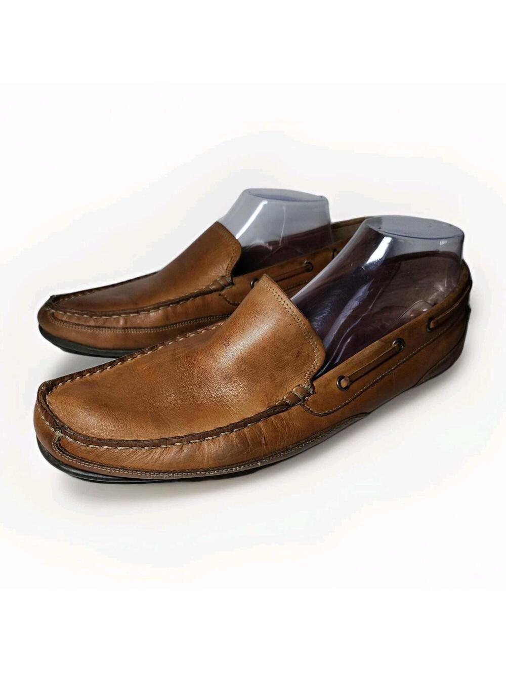 BASS HANK Loafers Slip Ons Moccasins Dress Shoes Size 11.5 M Brown Leather